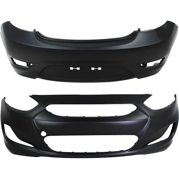 2014 Hyundai Accent - Front and Rear Primed Bumper Cover,  Production Date Up To October 15 2013, Hatchback