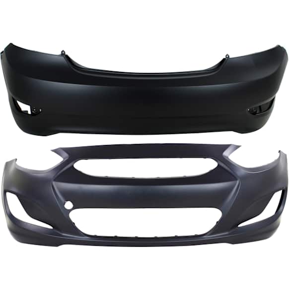 2014 Hyundai Accent - Front and Rear Primed Bumper Cover,  Production Date From October 15 2013, Sedan, CAPA Certified
