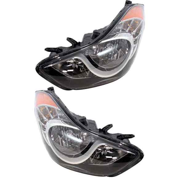 2013 Hyundai Elantra - Driver and Passenger Side Halogen Headlight, With bulb(s), USA Built Vehicle, OE Replacement