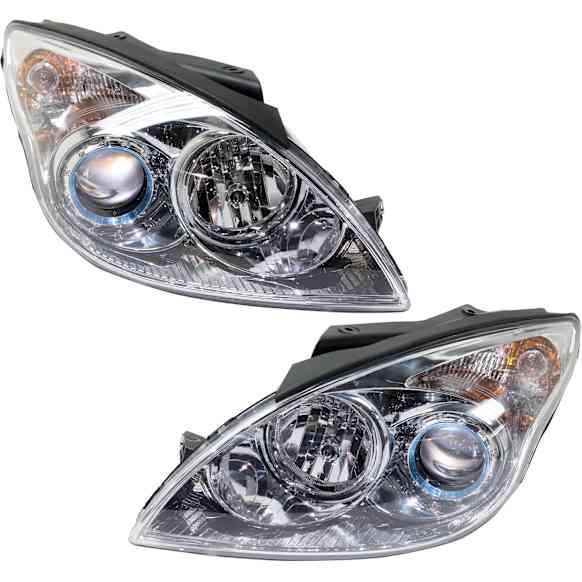 Driver and Passenger Side Headlights, with Bulbs, Halogen, without chrome ring, CAPA Certified