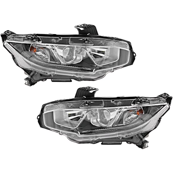 Driver and Passenger Side Halogen Headlight, With bulb(s), OE Replacement, CAPA Certified