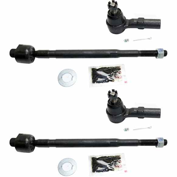 Front, Driver and Passenger Side, Inner and Outer Tie Rod Ends