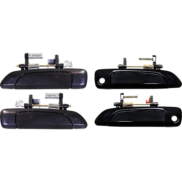 Front and Rear, Driver and Passenger Side Exterior Door Handles, Smooth Black, Front Driver and Passenger Side - With Key Hole; Rear Driver and Passenger Side - Without Key Hole