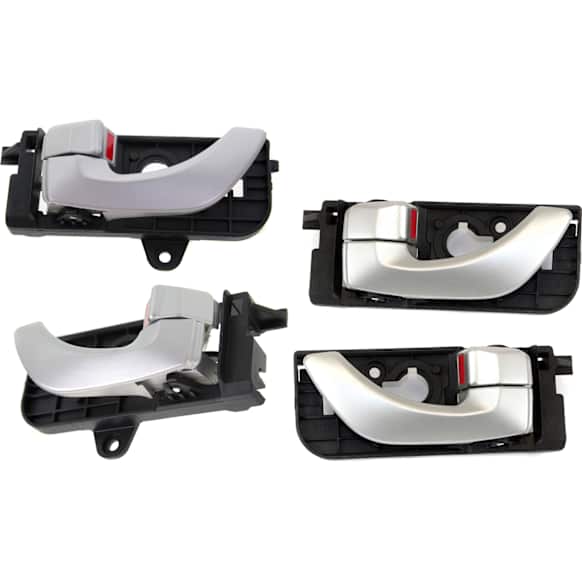 Front and Rear, Driver and Passenger Side Interior Door Handles, Silver, with Door Lock Button, Sedan