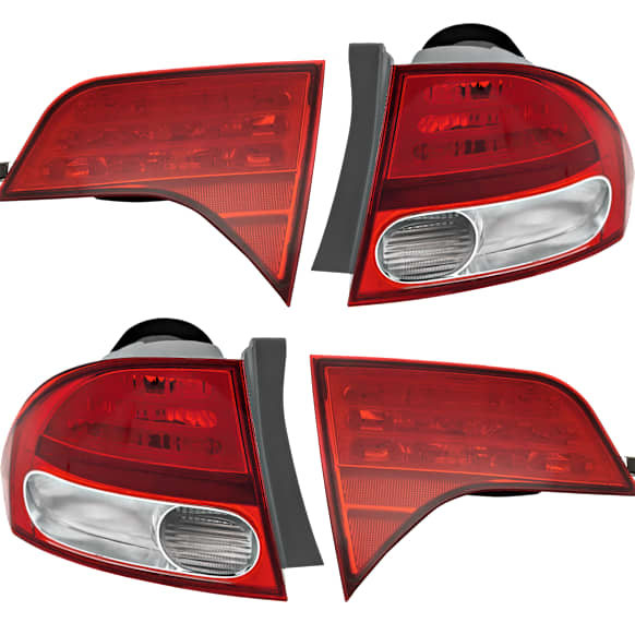 Driver and Passenger Side, Inner and Outer Halogen Tail Light, Without bulb(s), OE Replacement, Sedan