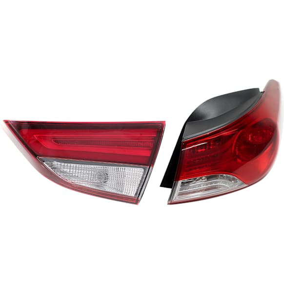 Passenger Side, Inner and Outer Halogen/LED Combo Tail Light, With bulb(s), OE Replacement