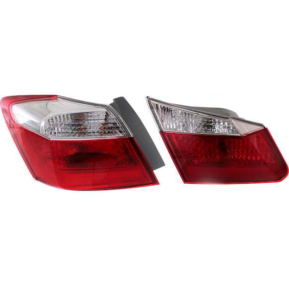 2013 Honda Accord - Driver Side, Inner And Outer Halogen Tail Light, With bulb(s), 4-Door Mounts On Trunk Lid, OE Replacement, Sedan