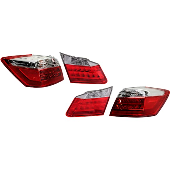 Driver and Passenger Side, Inner and Outer Tail Lights, with Bulbs, LED, Sedan, Mounts on Body