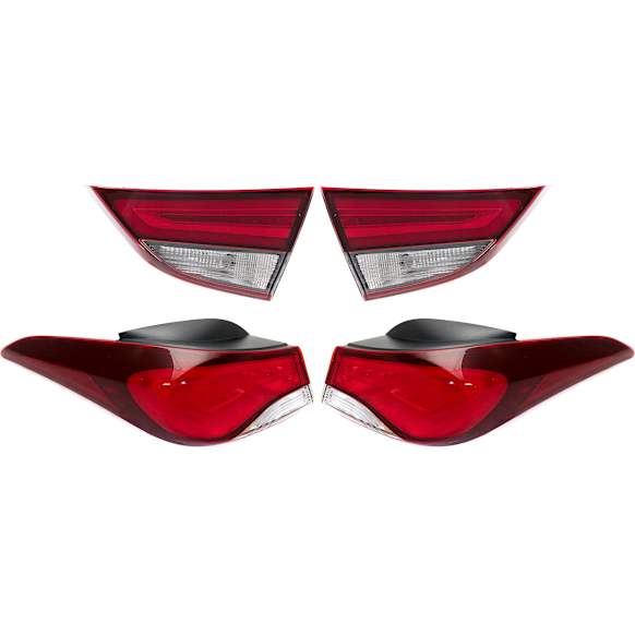 Driver and Passenger Side, Inner and Outer Halogen/LED Combo Tail Light, With bulb(s), OE Replacement