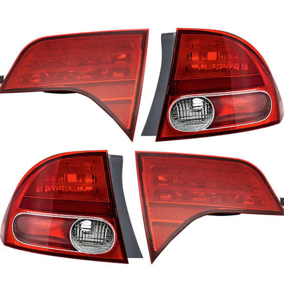 Driver and Passenger Side, Inner and Outer Tail Lights, without Bulb, Halogen