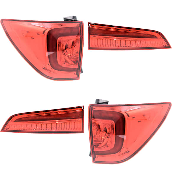 Driver and Passenger Side, Inner and Outer Tail Lights, with Bulbs, Halogen, Mounts on Liftgate