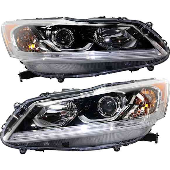 Driver and Passenger Side Headlights, with Bulbs, Halogen, Sedan, LX Model, CAPA Certified