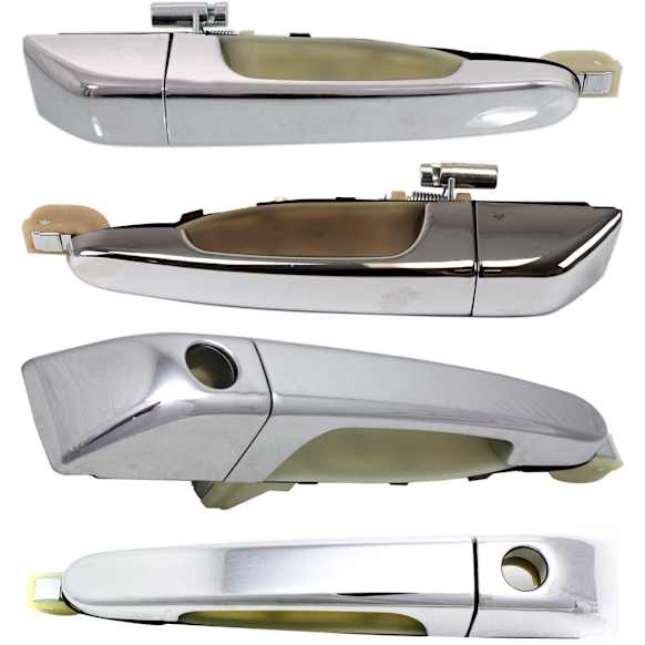 Front and Rear, Driver and Passenger Side Chrome Exterior Door Handle, Front Driver and Passenger Side - With Key Hole; Rear Driver and Passenger Side - Without Key Hole, Mini Passenger Van