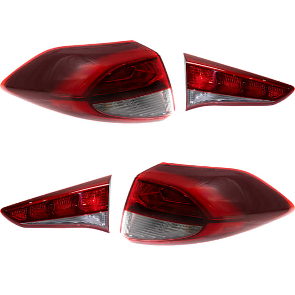 Driver and Passenger Side, Inner and Outer Halogen Tail Light, With bulb(s), OE Replacement