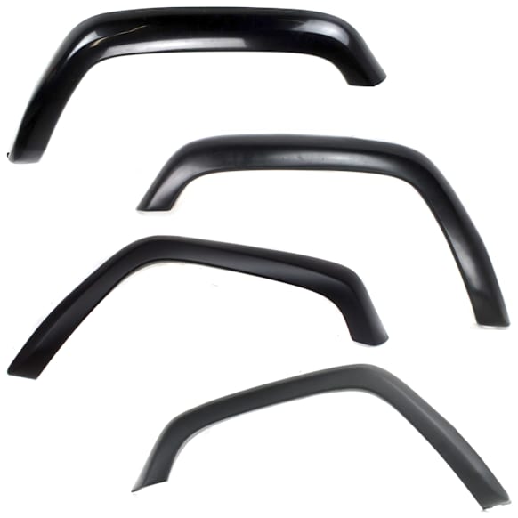 Front and Rear, Driver and Passenger Side Fender Flares, Textured Black, Thermoplastic, Bolt-On