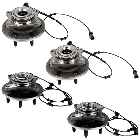 Front and Rear, Driver or Passenger Side Wheel Hub, 6 Lugs, With Bearing, With Sensor, RWD