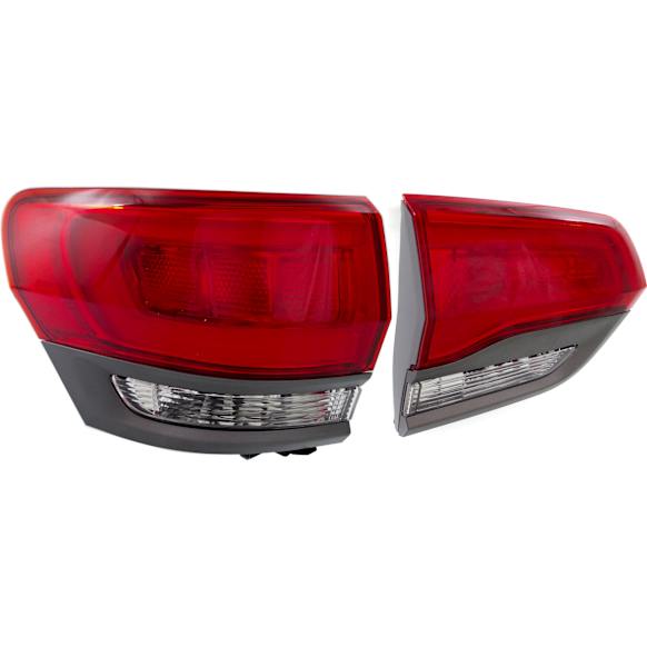 Driver Side, Inner and Outer Tail Lights, with Bulb, Halogen, Mounts on Body, Mounts on Liftgate