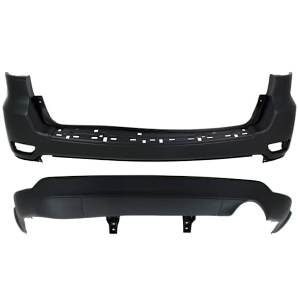2020 Jeep Grand Cherokee Limited - Rear, Upper and Lower Upper - Primed, Lower - Textured Bumper Cover, For Models With Type 2, Without Advanced Park Assist System and Blind Spot Detection, With Single Exhaust Holes, Without Towing Package, CAPA Certified