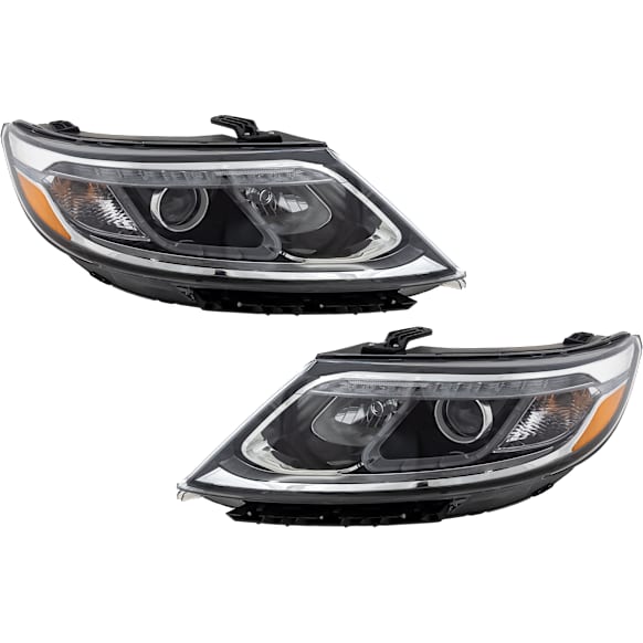 2014-2015 Kia Sorento - Driver and Passenger Side Headlights, with Bulbs, Halogen, For Models without Auto Level Control, with LED Accent Light, CAPA Certified