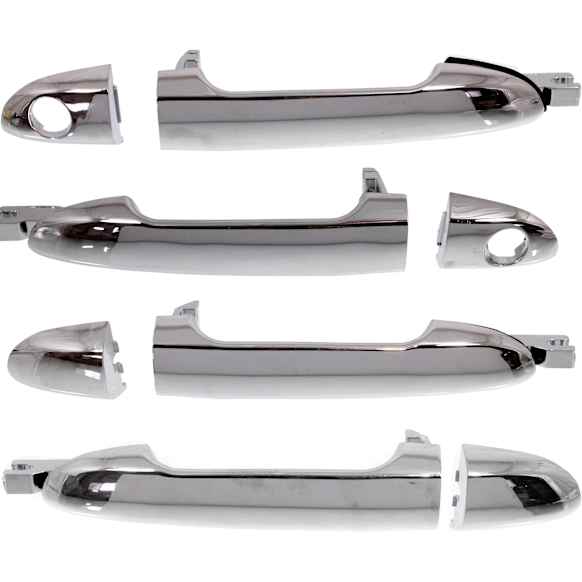 Front and Rear, Driver and Passenger Side Exterior Door Handles, Chrome, Front Driver and Passenger Side - With Key Hole; Rear Driver and Passenger Side - Without Key Hole