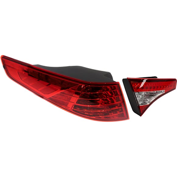 Passenger Side, Inner and Outer Tail Lights, with Bulb, Halogen/LED Combo
