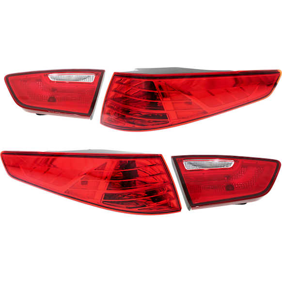 Driver and Passenger Side, Inner and Outer Halogen Tail Light, With bulb(s), OE Replacement