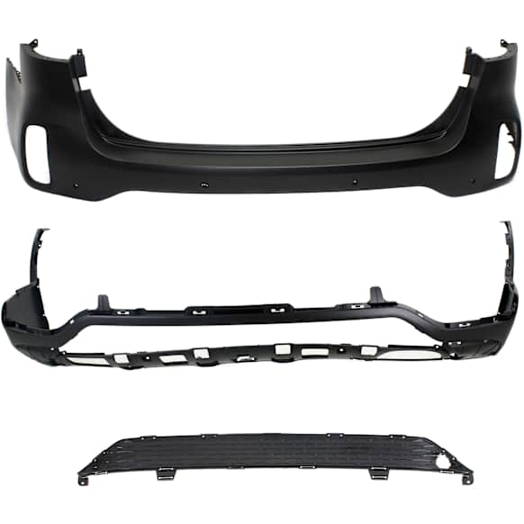 Rear, Center, Upper and Lower Bumper Covers, Primed, CAPA CERTIFIED