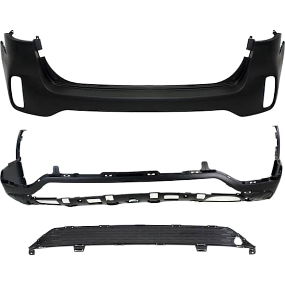 Rear, Center, Upper and Lower Bumper Covers, Primed, CAPA CERTIFIED