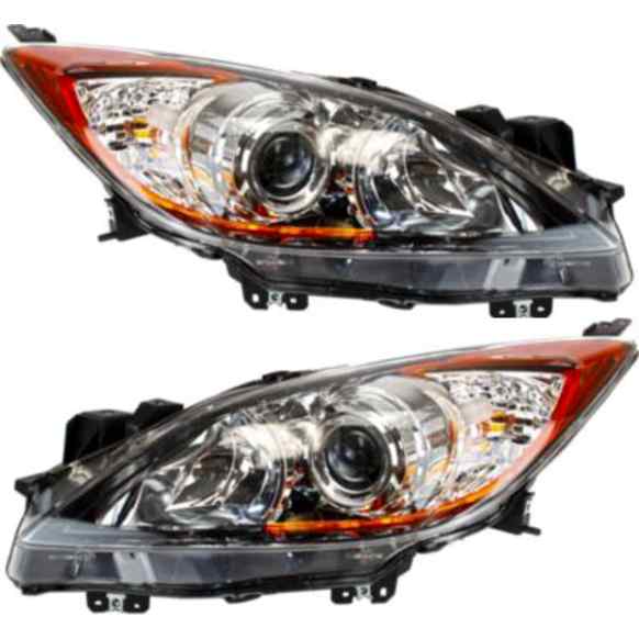 Driver and Passenger Side Headlight, Without Bulb(s), Halogen, 6 Speed Trans, Hatchback/Sedan, CAPA CERTIFIED
