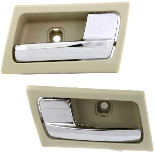 2003-2011 Mercury Grand Marquis - Front or Rear, Driver and Passenger Side Interior Door Handles, Beige bezel with chrome lever, Without Door Lock Hole