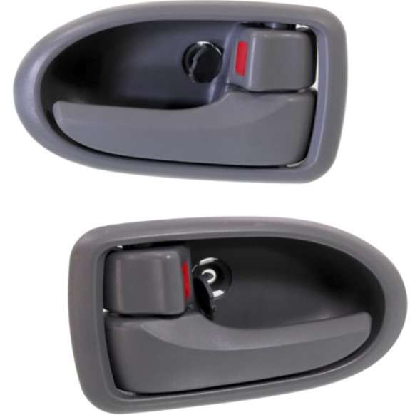 Front, Driver and Passenger Side Interior Door Handles, Gray, With door lock button