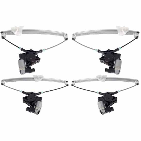 Front and Rear, Driver and Passenger Side Power Window Regulator, With Motor