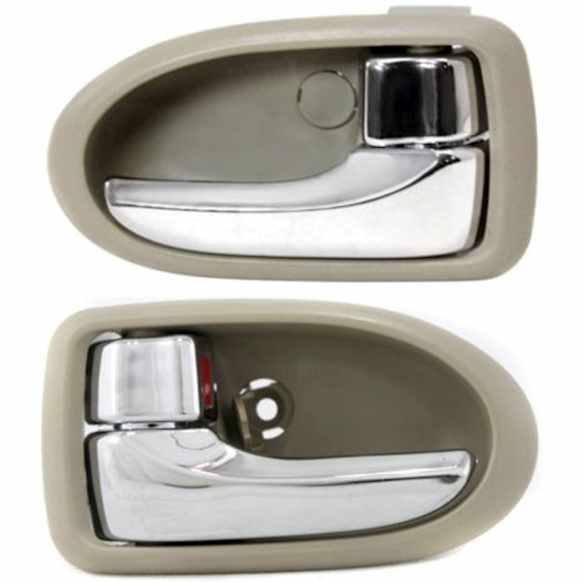 Front and Rear, Driver and Passenger Side Interior Door Handles, Beige bezel with chrome lever, With door lock button