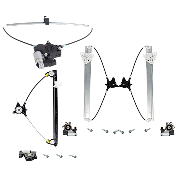 Front and Rear, Driver and Passenger Side Power Window Regulator, With Motor