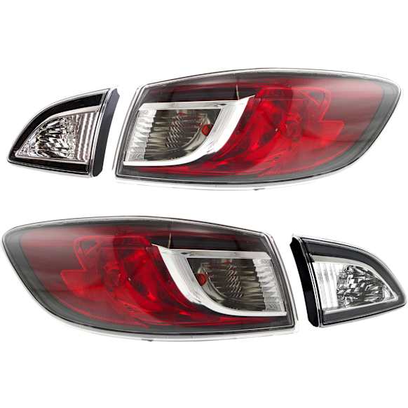 Driver and Passenger Side, Inner and Outer Tail Lights, with Bulbs, Halogen, 4-Door, Sedan, Mounted On Body, For Models with Bulb Type Tail Light