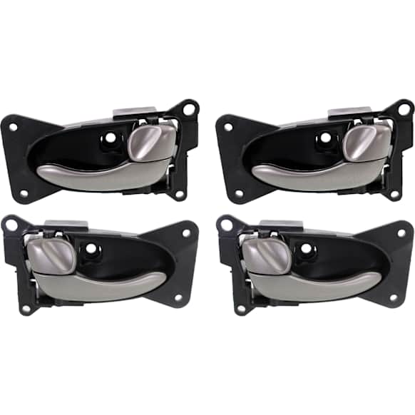 2002-2005 Nissan Altima - Front and Rear, Driver and Passenger Side Black bezel with silver lever Interior Door Handle, With door lock button, Sedan