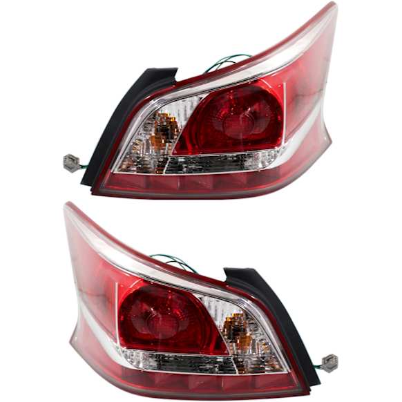Driver and Passenger Side Tail Lights, with Bulbs, Halogen, For Models With Standard Type Tail Light, CAPA Certified