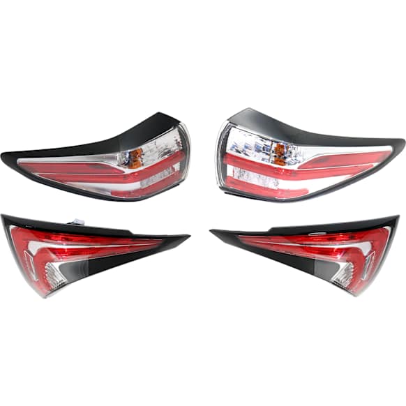 Driver and Passenger Side, Inner and Outer Tail Lights, with Bulbs, Halogen/LED Combo
