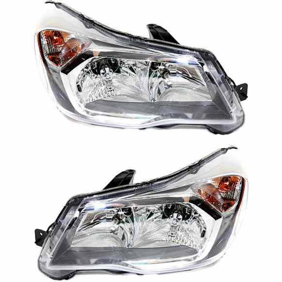 Driver and Passenger Side Headlights, with Bulbs, Halogen, 2.0L Turbo Models, with wiring harness, CAPA Certified