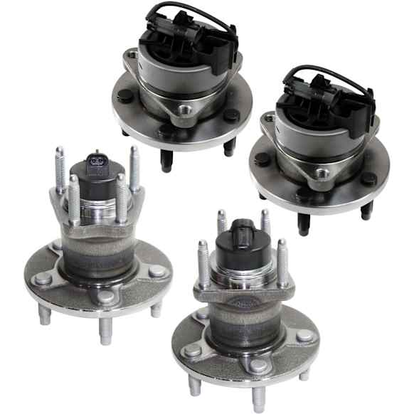 Front and Rear, Driver and Passenger Side Wheel Hub, 5 Lugs, With Bearing, With Sensor