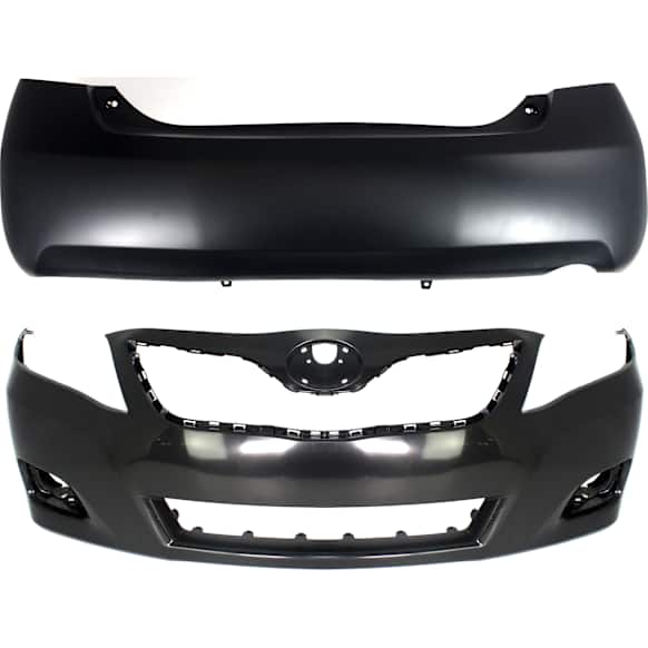 Front and Rear Primed Bumper Covers, USA Built Vehicle, For Models With Single Exhaust Hole, Base/LE/SE/XLE Models