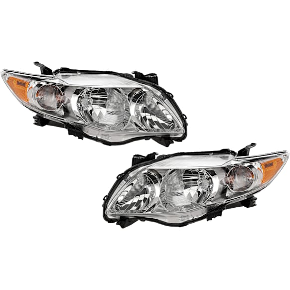2009 Toyota Corolla - Driver and Passenger Side Halogen Headlight, With bulb(s), OE Replacement