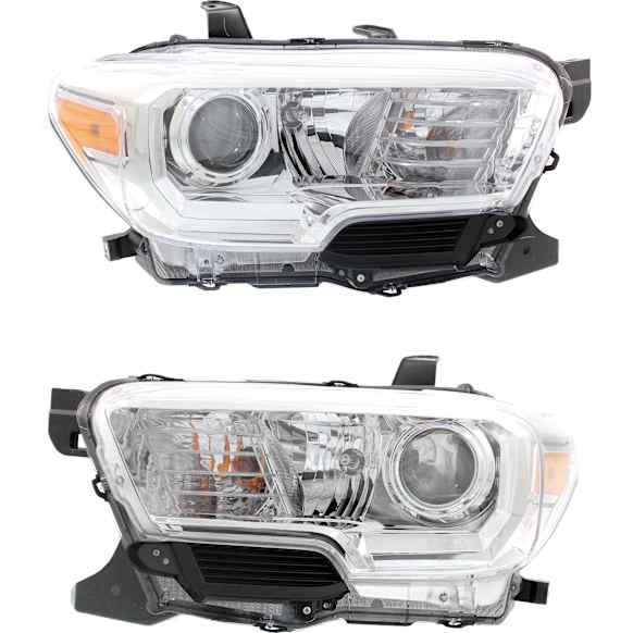Driver and Passenger Side Headlights, with Bulbs, Halogen, without fog light and LED daytime running light
