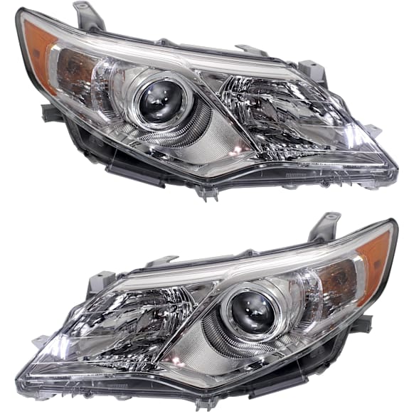 2012-2014 Toyota Camry - Driver and Passenger Side Halogen Headlight, With bulb(s), OE Replacement