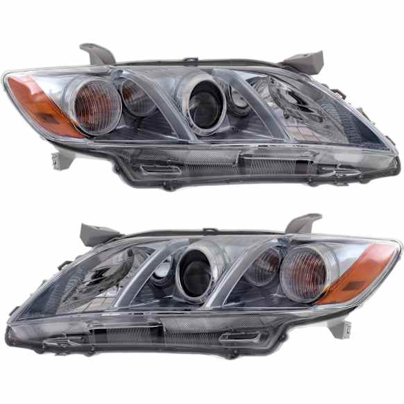 2007-2009 Toyota Camry - Driver and Passenger Side Headlights, with Bulbs, Halogen, USA Built Vehicle