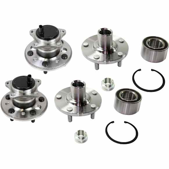 Front and Rear, Driver and Passenger Side Wheel Hub, 5 Lugs, With Bearing, With Sensor, 3.0L, 6Cyl