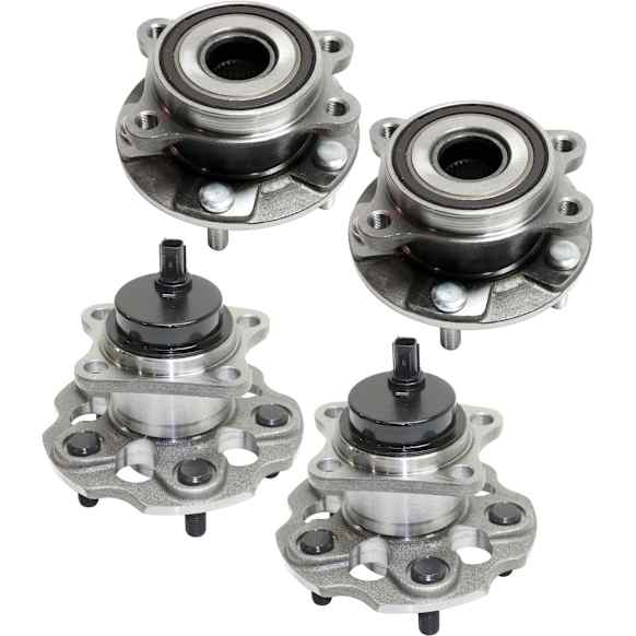 Front and Rear, Driver and Passenger Side Wheel Hub, 5 Lugs, With Bearing, FWD
