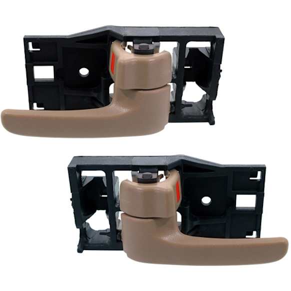 Front or Rear, Driver and Passenger Side Interior Door Handles, Brown, With Door Lock Button