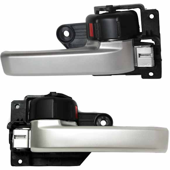 Front and Rear, Driver and Passenger Side Silver lever Interior Door Handle, With Door Lock Button