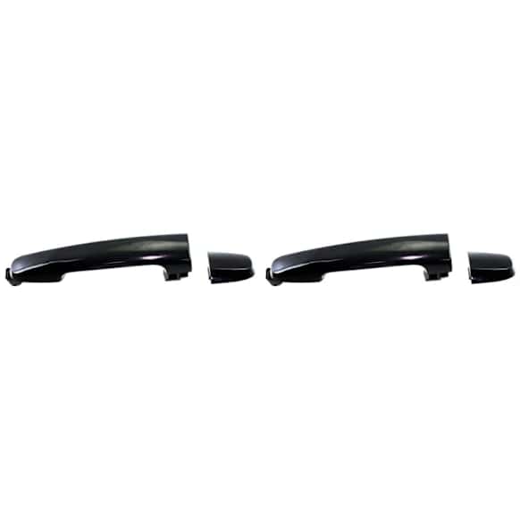 Rear, Driver and Passenger Side Exterior Door Handles, Smooth Black, without Key Hole